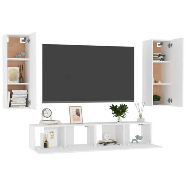 The Living Store TV-meubel - Trendy - Televisiekast - 80 x 30 x 30 cm - Wit