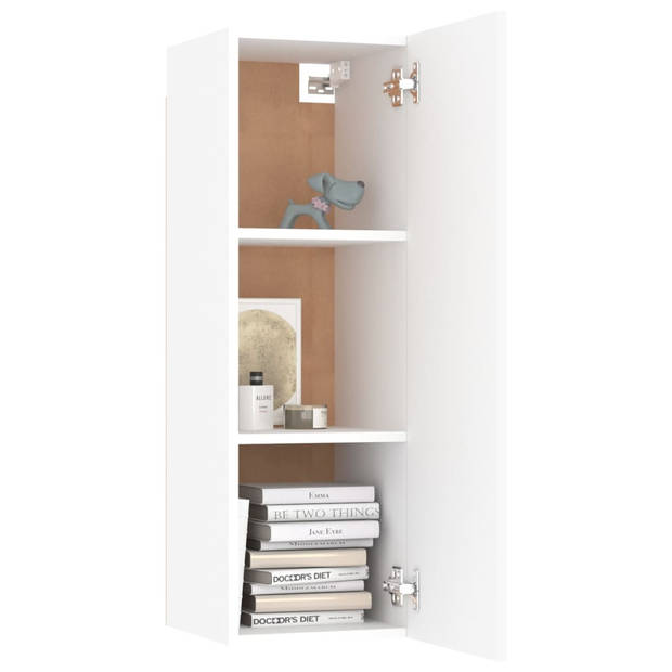 The Living Store Hangende Televisiekastenset - Wandmeubelen - Afmetingen- 30.5 x 30 x 90 cm - Kleur- wit - Materiaal-