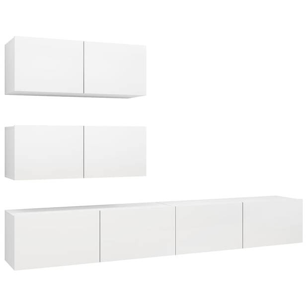 The Living Store Hangende tv-kasten - Televisiemeubelset - 80x30x30 cm en 100x30x30 cm - Wit - Spaanplaat