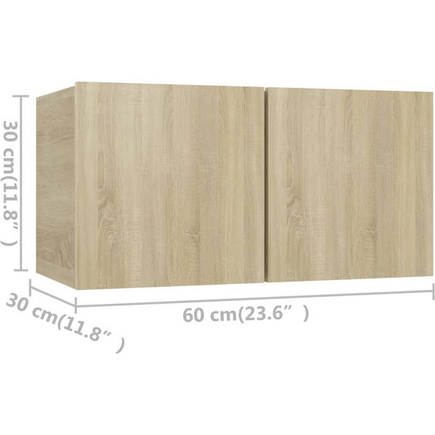 The Living Store Televisiemeubelset Hangend Sonoma Eiken - 1x60x30 cm - 2x80x30 cm - 4x30.5x30 cm