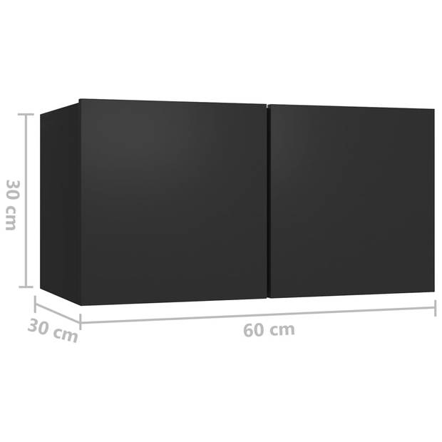 The Living Store Televisiemeubelset - 60x30x30 cm - Zwart - Spaanplaat