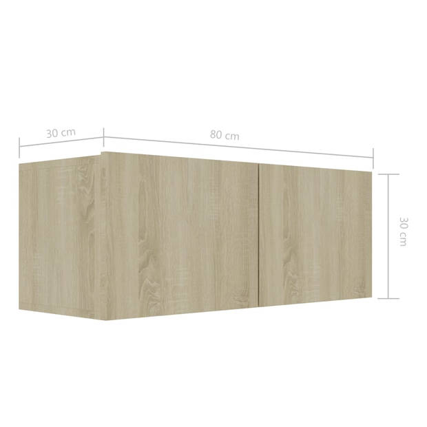 The Living Store Wandmeubelset TV - Sonoma eiken - 100x30x30cm - Montage vereist