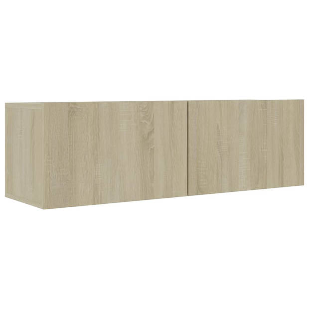 The Living Store Wandmeubelset TV - Sonoma eiken - 100x30x30cm - Montage vereist