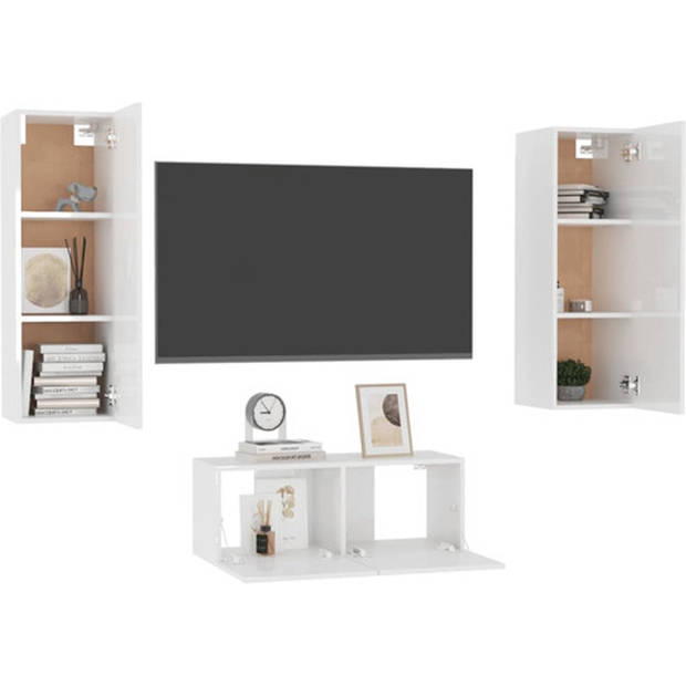 The Living Store Televisiekast Trendy - Boekenkast - 80x30x30 cm - Hoogglans wit