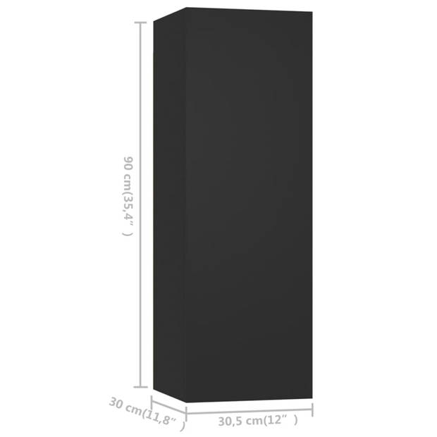 vidaXL 6-delige Tv-meubelset bewerkt hout zwart