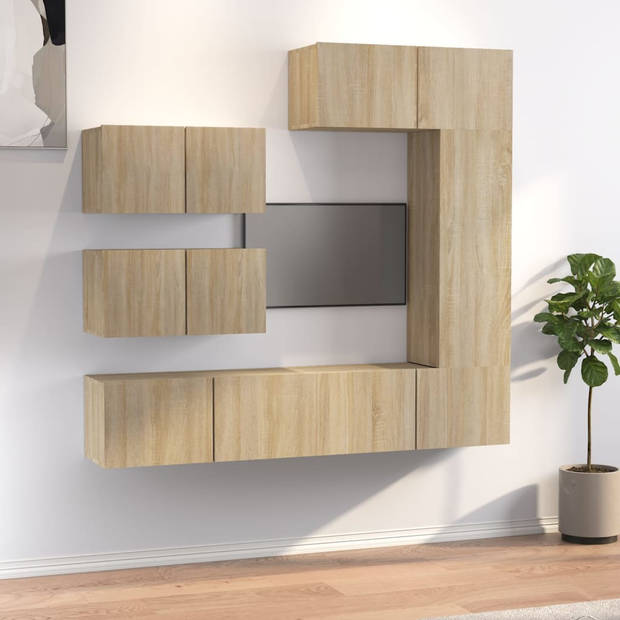 The Living Store Televisiemeubelset - Sonoma Eiken - 80 x 30 x 30 cm - 30.5 x 30 x 90 cm - 60 x 30 x 30 cm