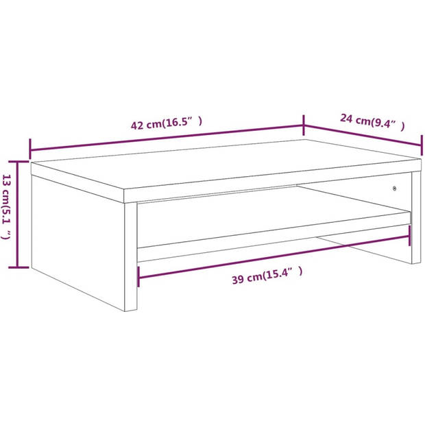 The Living Store Monitorstandaard 42x24x13 cm - Bewerkt Hout - Opbergschap - Bruineiken