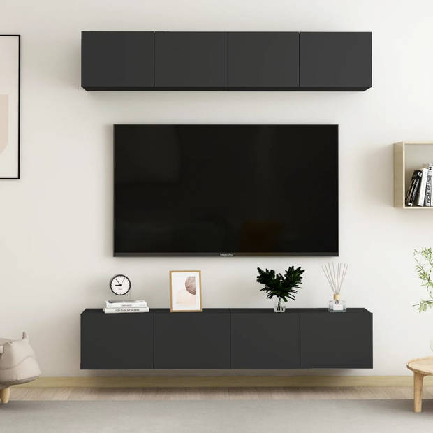 The Living Store Televisiekast - Trendy - Tv-meubel - 80x30x30 cm - Zwart