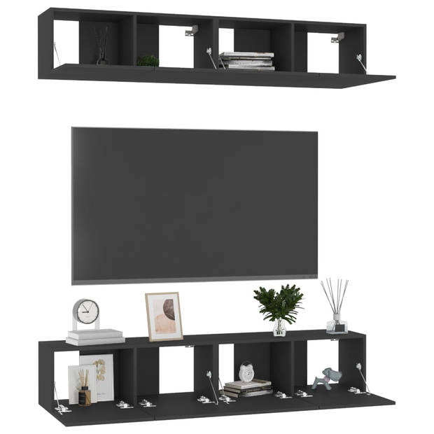 The Living Store Televisiekast - Trendy - Tv-meubel - 80x30x30 cm - Zwart