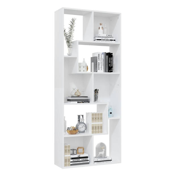 The Living Store Boekenkast - Wit - 67 x 24 x 161 cm - Bewerkt hout