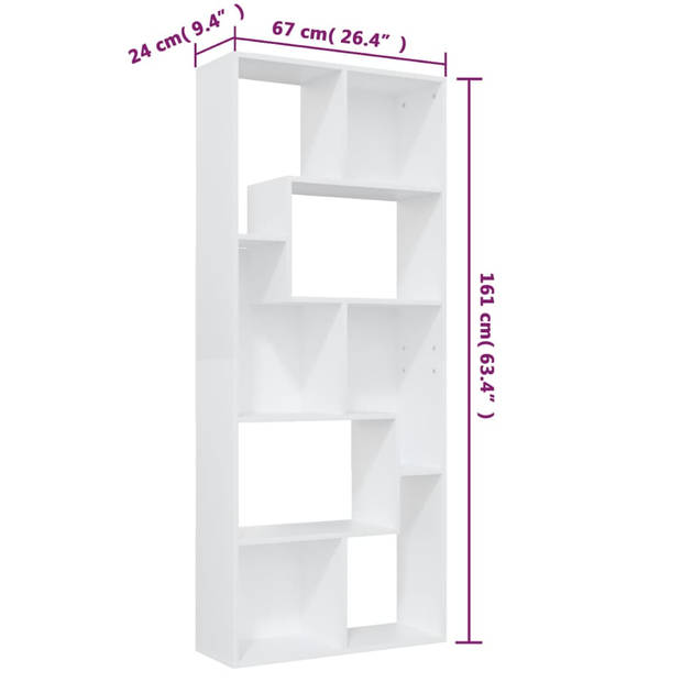 The Living Store Boekenkast - Wit - 67 x 24 x 161 cm - Bewerkt hout