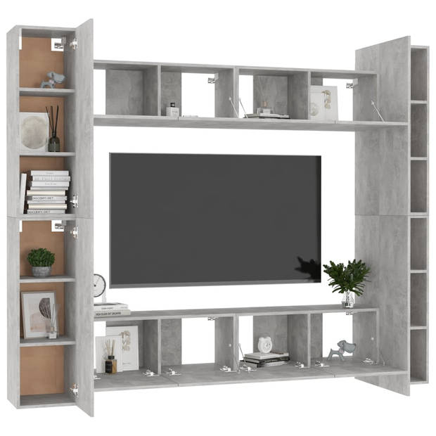 The Living Store TV-meubel Betongrijs - Stereokast - Wandmontage - 80 x 30 x 30 cm (L) - 30.5 x 30 x 90 cm (M)