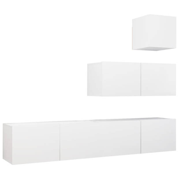 The Living Store TV-meubelset Modern Wit - 1x 30.5 x 30 x 30 cm - 3x 80 x 30 x 30 cm spaanplaat TV-meubel