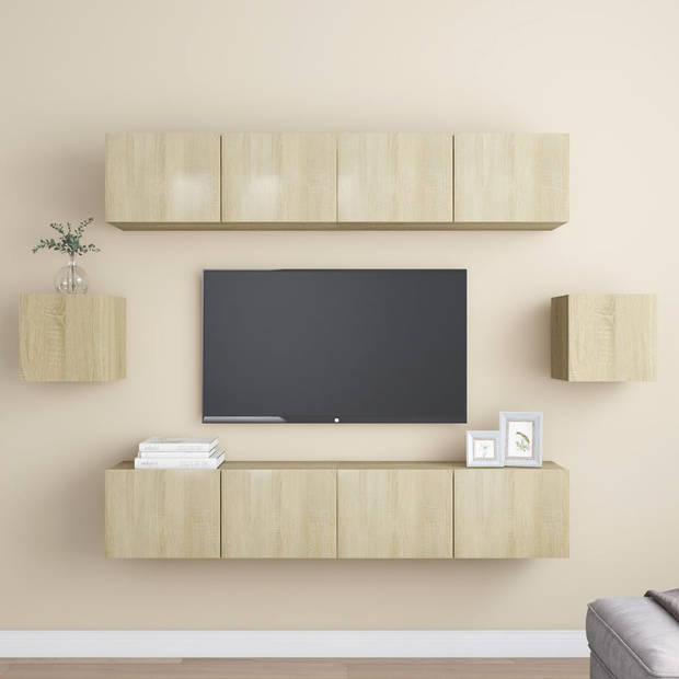 The Living Store Televisiemeubelset - Sonoma Eiken - 4x 80x30x30 cm + 2x 30.5x30x30 cm