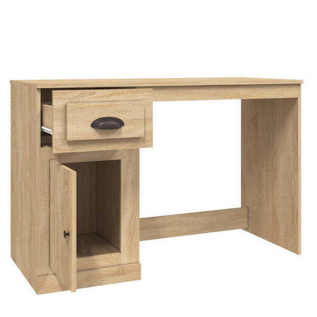 The Living Store Bureau Sonoma Eiken - 115 x 50 x 75 cm - Met Deur en Opbergruimte