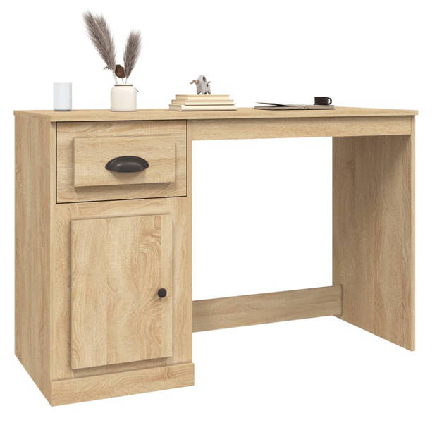 The Living Store Bureau Sonoma Eiken - 115 x 50 x 75 cm - Met Deur en Opbergruimte