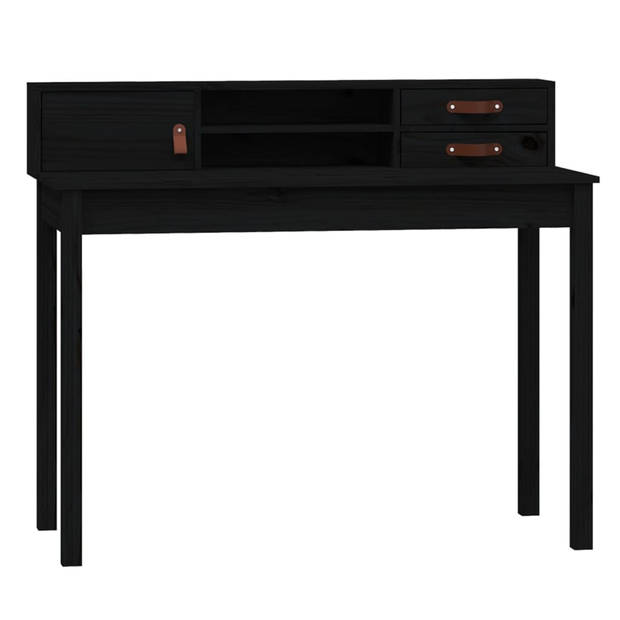 The Living Store Bureau - Massief Grenenhout - Computerbureau - Afmetingen- 110 x 50 x 93 cm - Kleur- Zwart - Ken-