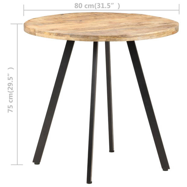 vidaXL Eettafel 80 cm ruw mangohout