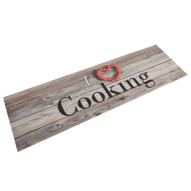 The Living Store Keukenmat Cookingprint Grijs - 150 x 45 cm - Duurzaam Materiaal - Slipvaste Basis -