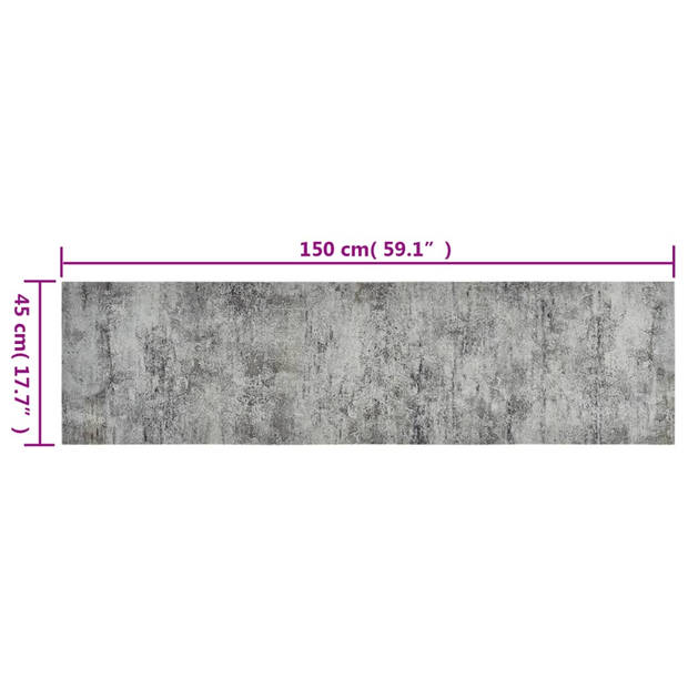 The Living Store Keukenmat Betonprint 150x45 cm - Zacht en absorberend - Slipvaste basis - Wasmachinebestendig -