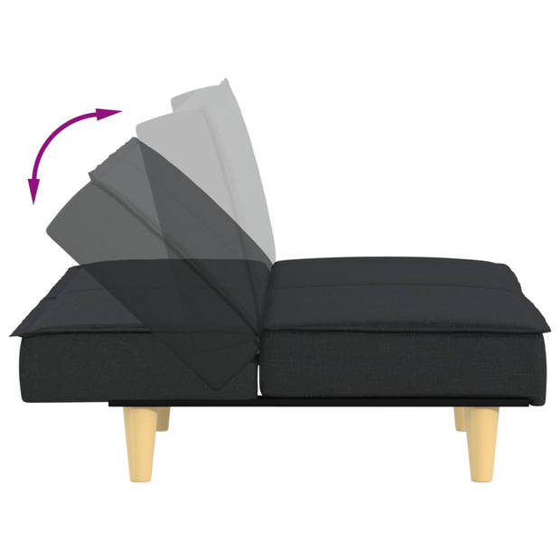 The Living Store Slaapbank - Zwart - 200x89x70 cm - Verstelbare rugleuning - Comfortabele zitplaats - Duurzaam
