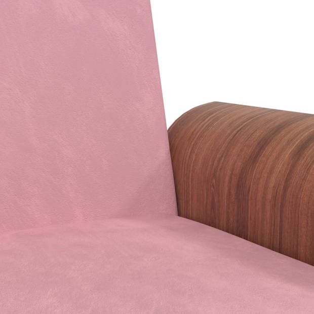 The Living Store Slaapbank Velvet - Roze (224x89x70 cm) Verstelbare rugleuning - inklapbare theetafel - stevig frame