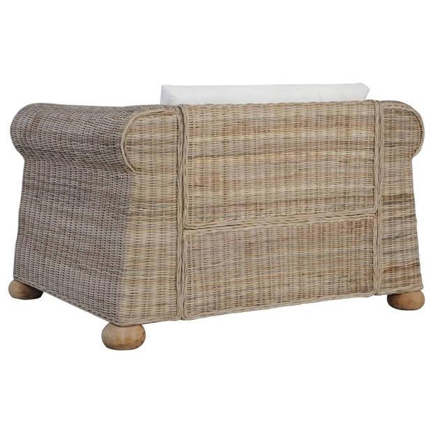 The Living Store Rattan Bankstelset - Natuurlijk Rattan - 100x78x67cm - Inclusief Kussens