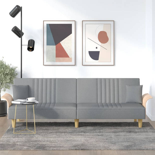 The Living Store Slaapbank - Lichtgrijs - 224 x 89 x 70 cm - Verstelbare rugleuning - Comfortabele zitting - Duurzaam