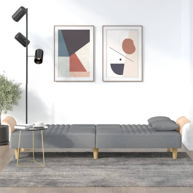 The Living Store Slaapbank - Lichtgrijs - 224 x 89 x 70 cm - Verstelbare rugleuning - Comfortabele zitting - Duurzaam