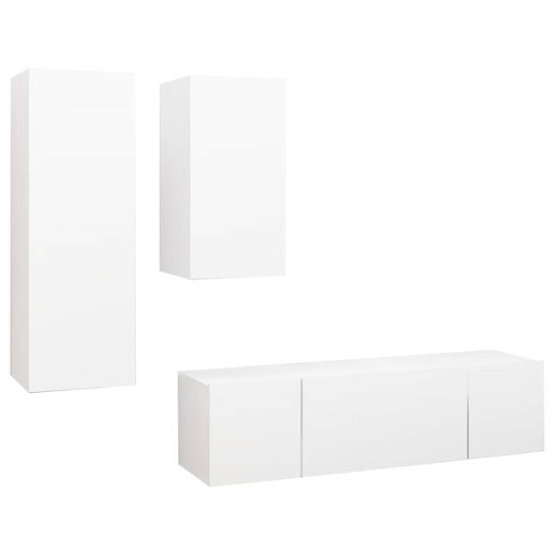 The Living Store hangende tv-kasten - Wit - Spaanplaat - Set van 4 - 30.5 x 30 x 90 cm - 30.5 x 30 x 60 cm - 60 x 30