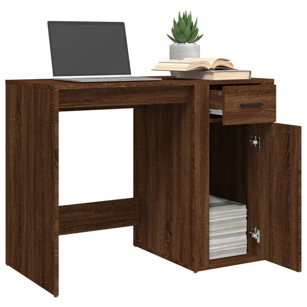 The Living Store Bureau Computer - Bruineiken - 100 x 49 x 75 cm - Duurzaam bewerkt hout