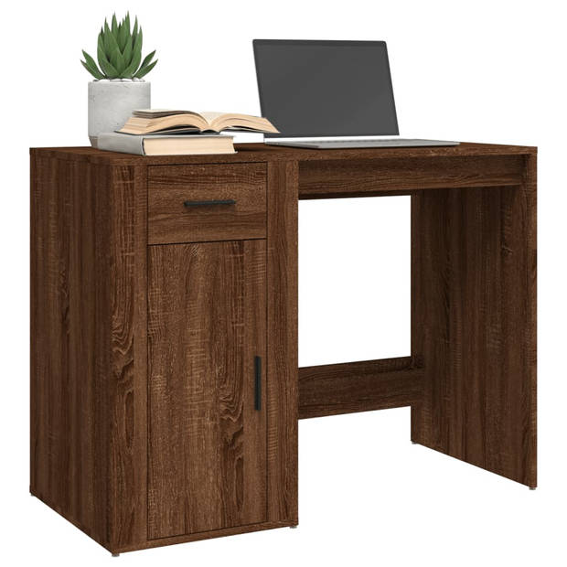 The Living Store Bureau Computer - Bruineiken - 100 x 49 x 75 cm - Duurzaam bewerkt hout