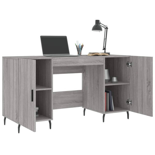 The Living Store Bureau Grijs Sonoma Eiken - 140 x 50 x 75 cm - Industriële stijl