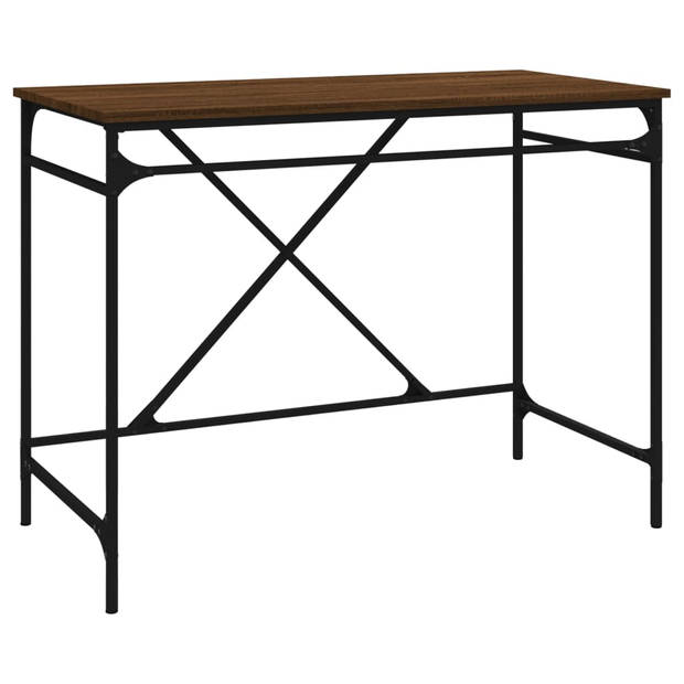 The Living Store Bureau Industrieel - 100 x 50 x 75 cm - Bruineiken - Bewerkt hout en ijzer