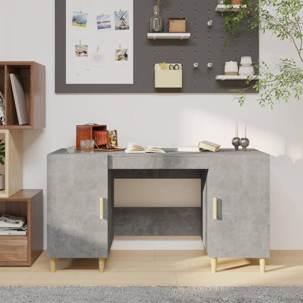 The Living Store Bureau Meubel - 140 x 50 x 75 cm - Betongrijs