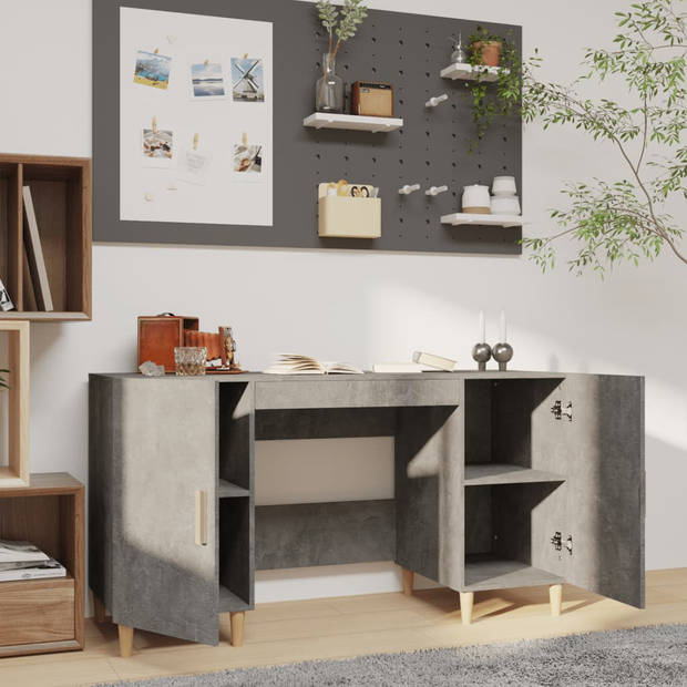 The Living Store Bureau Meubel - 140 x 50 x 75 cm - Betongrijs