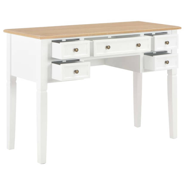 The Living Store Schrijftafel Bureau - 109.5 x 45 x 77.5 cm - 5 grote lades - MDF en grenenhout