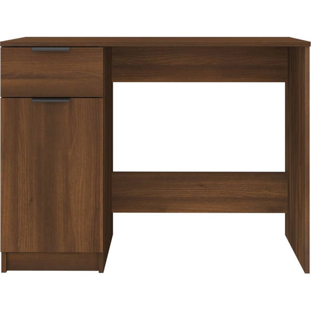 The Living Store Bureau Bruineiken 100x50x75 cm - stevig bewerkt hout - met opbergruimte