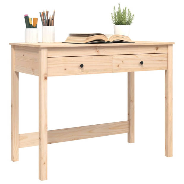 The Living Store Bureau Grenenhout - 100 x 50 x 78 cm - 2 Lades - Montagehandleiding inbegrepen