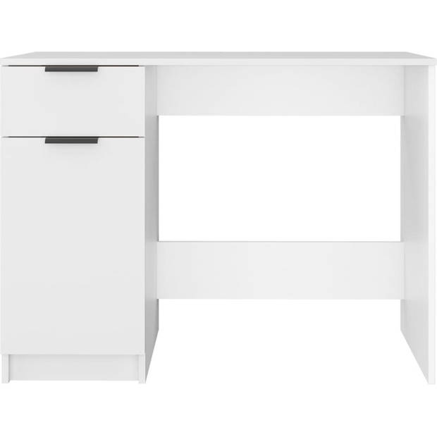 The Living Store Bureau - Wit Bewerkt Hout - 100 x 50 x 75 cm - Met opbergruimte