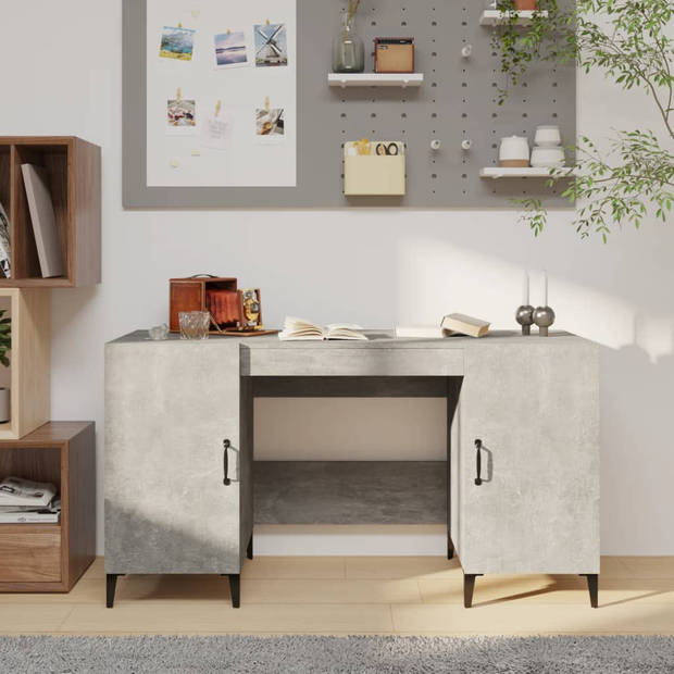 The Living Store Bureau Industrieel - Betongrijs - 140 x 50 x 75 cm - Stabiel hout/metaal