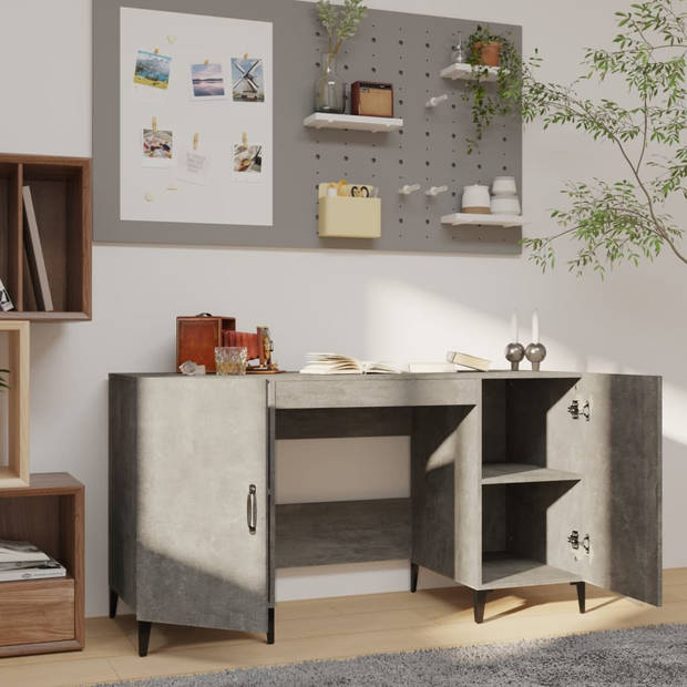 The Living Store Bureau Industrieel - Betongrijs - 140 x 50 x 75 cm - Stabiel hout/metaal