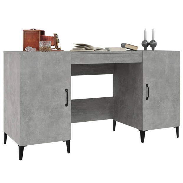 The Living Store Bureau Industrieel - Betongrijs - 140 x 50 x 75 cm - Stabiel hout/metaal