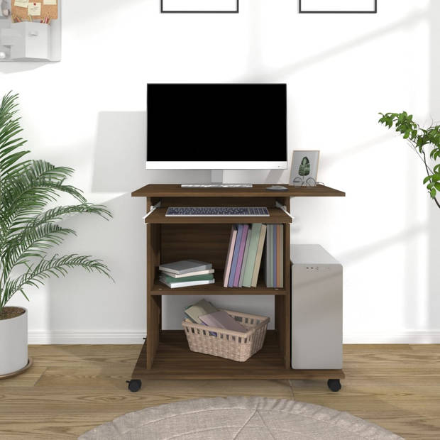 The Living Store Computerbureau - Laptop - Desktop - Compact - 80x50x75 cm - Bruineiken - Hout