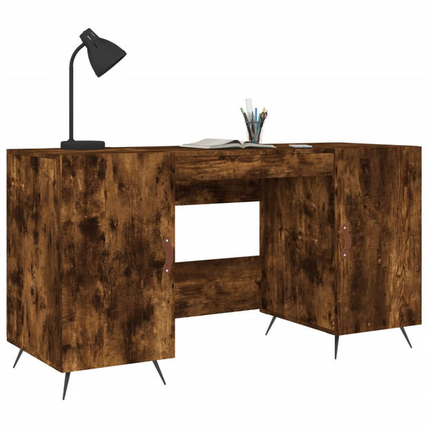 The Living Store Bureau - Smoked Oak - 140 x 50 x 75 cm - Duurzaam - Opbergruimte - Breed toepasbaar - Industrieel -