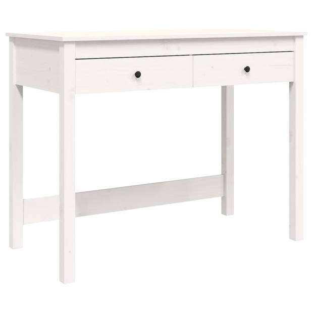 The Living Store Bureau Massief Grenenhout - 100 x 50 x 78 cm - Wit