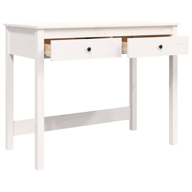 The Living Store Bureau Massief Grenenhout - 100 x 50 x 78 cm - Wit