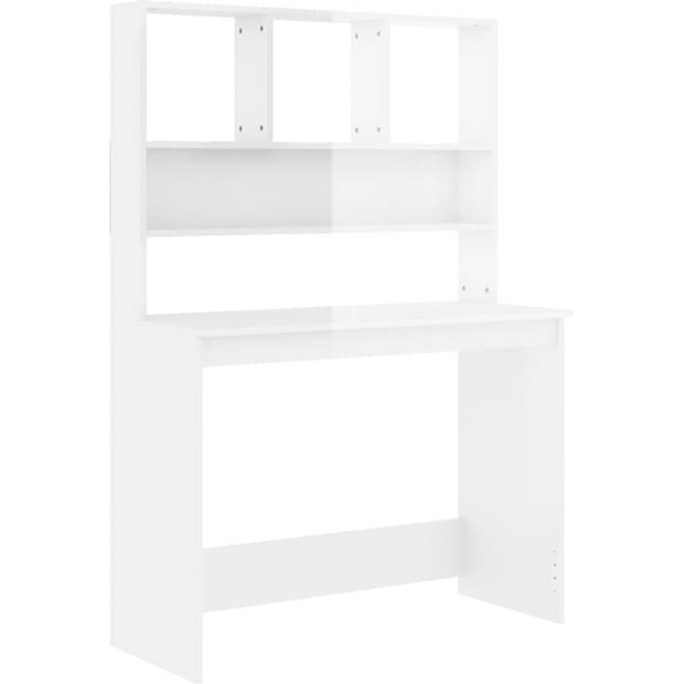 The Living Store Bureau Schappen - 102x45x148 cm - Hoogglans Wit