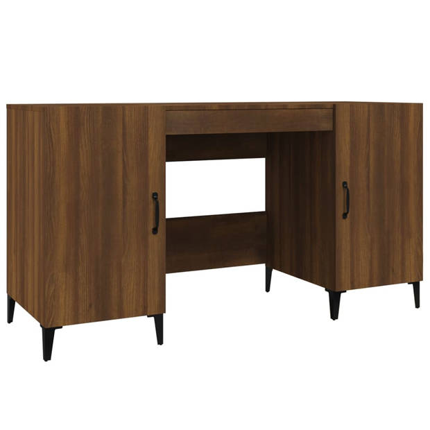 The Living Store Bureau Industrieel - 140 x 50 x 75 cm - Bruineiken