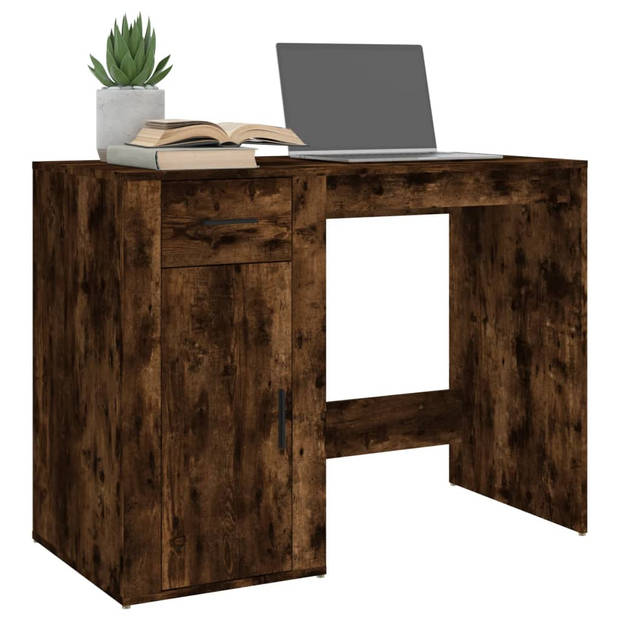 The Living Store Bureau Gerookt Eiken - Bureau - 100x49x75 cm